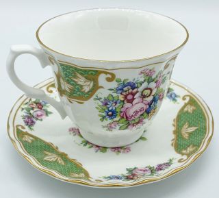 Crown Trent Richmond England Bone China Tea Cup & Saucer Floral Bouquet