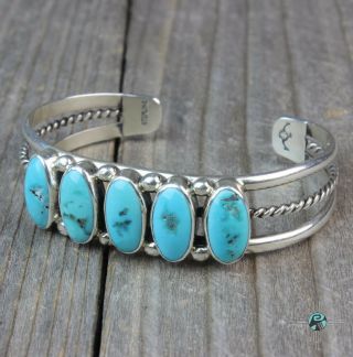 Vintage Turquoise Ss Sterling Silver.  925 Native American Cuff Navajo Bracelet
