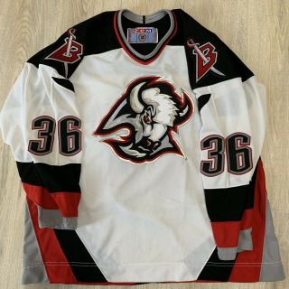 Buffalo Sabres CCM Vintage 90 ' s White Goat Head Jersey Matthew Barnaby AUTOGRAPH 2