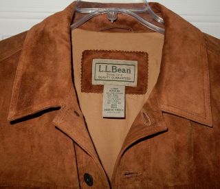 Vintage Mens L.  L.  LL Bean Brown Leather Suede Jacket Coat Size L Large 2