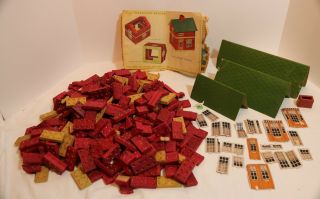 Halsam American Bricks Set No.  60/1 Wood Brick Building Toy With Booklet