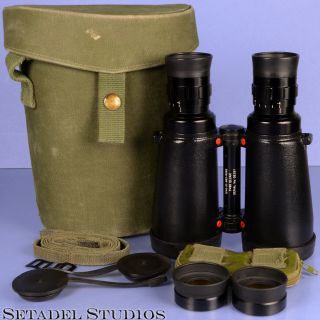 Leica Leitz Elcan 7x50 Military Nato Binoculars,  Case,  Fitlers,  Strap,  Caps Rare