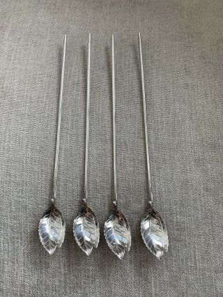 Tiffany & Co Sterling Silver Set Of 4 Leaf - Shaped Julep Iced Tea Spoons