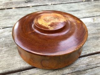 Vintage Turned Wooden Bowl W Lid & Rock Specimens Inside 6 " Round