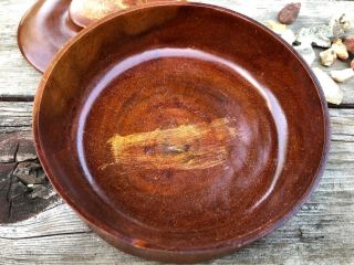 Vintage Turned Wooden Bowl w Lid & Rock Specimens inside 6 