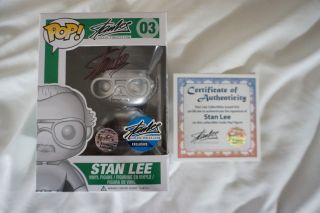 Funko Pop Stan Lee Silver 03 Signed Autograph Certificate Of Authenticity Rare