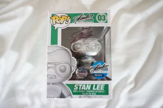 Funko Pop Stan Lee Silver 03 Signed Autograph Certificate Of Authenticity RARE 2
