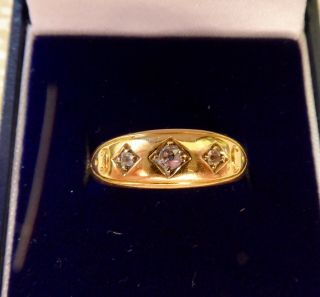 Edwardian 18ct Gold & Diamond Gypsy Ring Chester 1908 Tandy & Son U.  K.  Size N