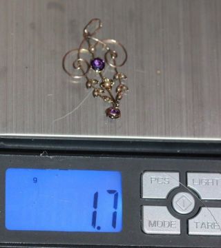 Edwardian seed pearl and amethyst 9 ct gold pendant antique art nouveau 8