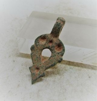 Authentic Ancient Roman Bronze Openwork Amulet With Ring And Dot Motifs