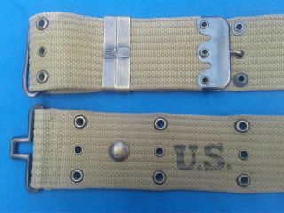 WWII WW2 US Army Khaki Web Pistol Belt Made By RM Co.  Dated 1942 VG - 3