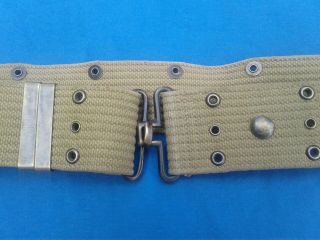 WWII WW2 US Army Khaki Web Pistol Belt Made By RM Co.  Dated 1942 VG - 5