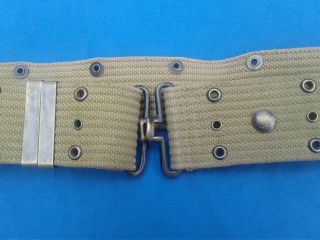 WWII WW2 US Army Khaki Web Pistol Belt Made By RM Co.  Dated 1942 VG - 6