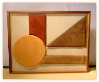Suede Abstract Sculpture Wall Picture Vtg Mid Century Art Signed 21x27 4