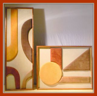 Suede Abstract Sculpture Wall Picture Vtg Mid Century Art Signed 21x27 6
