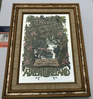 Rare Vintage 1977 Disney Adventureland Jungle Cruise Glass Mirror Poster Image