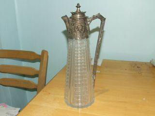Victorian.  Solid Silver And Glass Claret Jug 1876