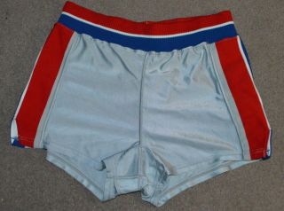 Vtg Detroit Pistons Game Worn Issued Silverdome Silver Sand Knit Shorts Scarce