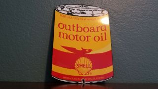Vintage Shell Gasoline Porcelain Outboard Engine Motor Oil Service Station Sign