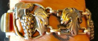 Rare Vintage 1940s Mcclelland Barclay Sterling Grapes Bracelet 7”