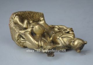 Antique chinese brass hand engraving copper fairchild statue d01 5