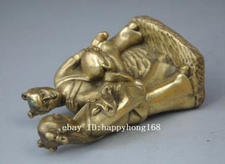 Antique chinese brass hand engraving copper fairchild statue d01 6