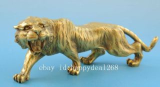 Chinese old fengshui copper hand - carved Chinese zodiac tiger statue f01 2
