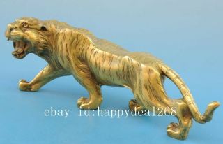 Chinese old fengshui copper hand - carved Chinese zodiac tiger statue f01 3