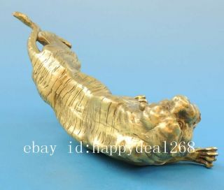 Chinese old fengshui copper hand - carved Chinese zodiac tiger statue f01 5