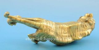 Chinese old fengshui copper hand - carved Chinese zodiac tiger statue f01 6