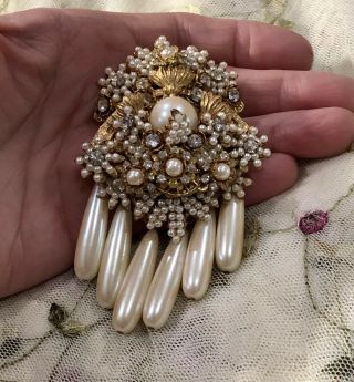 STANLEY HAGLER N.  Y.  C.  Gold Baroque Pearl Brooch Pin / Earrings Set Seed Pearls 3