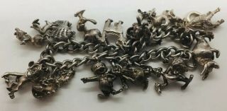 Vintage Sterling Silver 14 Charm Rare Disney Characters Bracelet 7