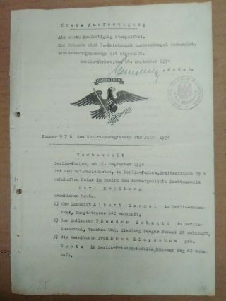 Ultra Rare 1935 (gitt Mit Uns) Prussian (german) Land Purchase Contract