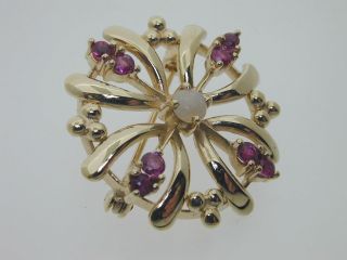 Vintage 9 carat yellow gold ruby and opal snowflake brooch 5.  4 grams 1986 3