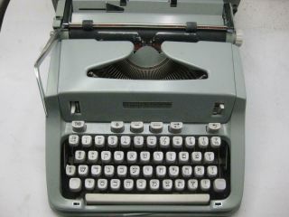Vintage 1966 Hermes 3000 Seafoam Portable Typewriter W/ Case Vg