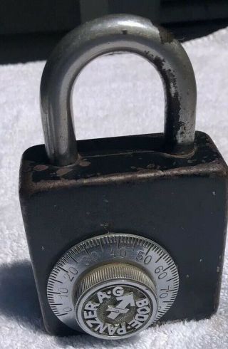 Vintage 1930’s Bode Panzer A.  G Padlock Combination Lock Antique 2