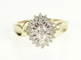 10k Oval Diamond Cluster Retro Fashion Ring Size 7 Yellow Gold 76