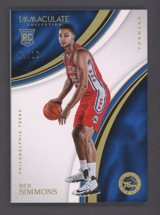 2016 - 17 Immaculate Gold Ben Simmons 76ers Rc Rookie 3/10 " Rare "
