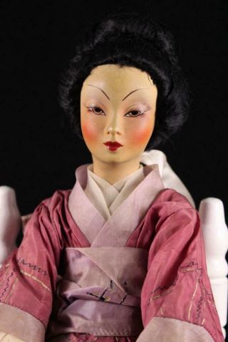 Antique Cloth Asian Boudoir Molded Face Japanese Italian European Made Bed Doll