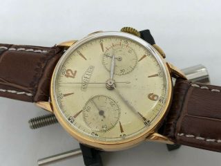 Vintage Angelus Chronograph Two Register 18k Gold - Hand Winding Cal 215 - 35 Mm