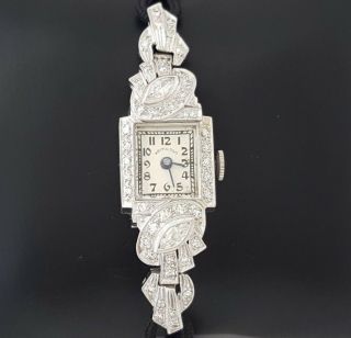 Vintage Hamilton 1 Ct Diamond Platinum Cal.  750 Ladies Watch