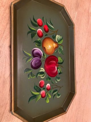 Vintage Nashco Products Of Ny Hand - Painted Toleware Tray W/fruit