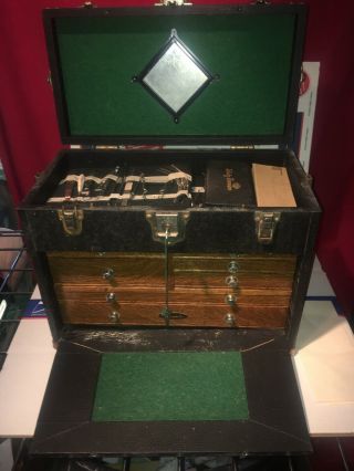 H.  Gerstner & Sons 7 Drawer Oak Medical Chest Loaded W/instruments Vintage Keys