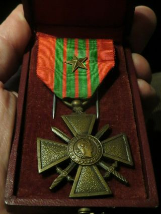 World War Ii French Croix De Guerre Medal Cross Of War With Star Boxed