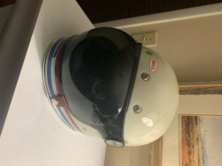 Bell Bullit Stripes Vintage White Retro Motorcycle Motorbike Helmet.
