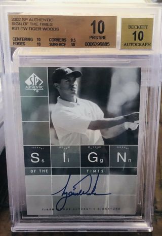 2002 Sp Authentic Sign Of The Times Sott Tiger Woods Bgs 10 With 10 Auto Rare