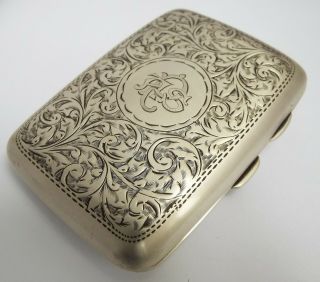 Lovely Decorative Antique Victorian 1901 Solid Sterling Silver Cigarette Case