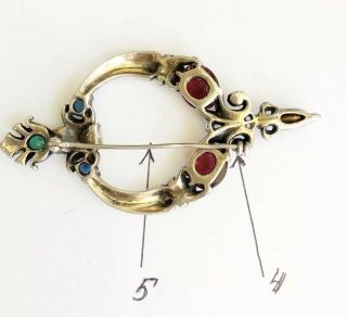 VINTAGE TRIFARI STERLING SILVER RHINESTONE CABOCHON PIN BROOCH FOR REPAIR 4