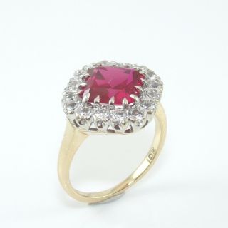 Vintage 10k Yellow White Gold Pink Sapphire White Stone Ring Size 5