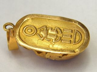 Vintage - 18ct Gold/Large Amethyst Set Egypitian Scarab Beetle Pendant - c1950 ' s 6